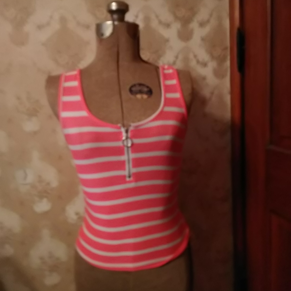 Pink and white striped tank